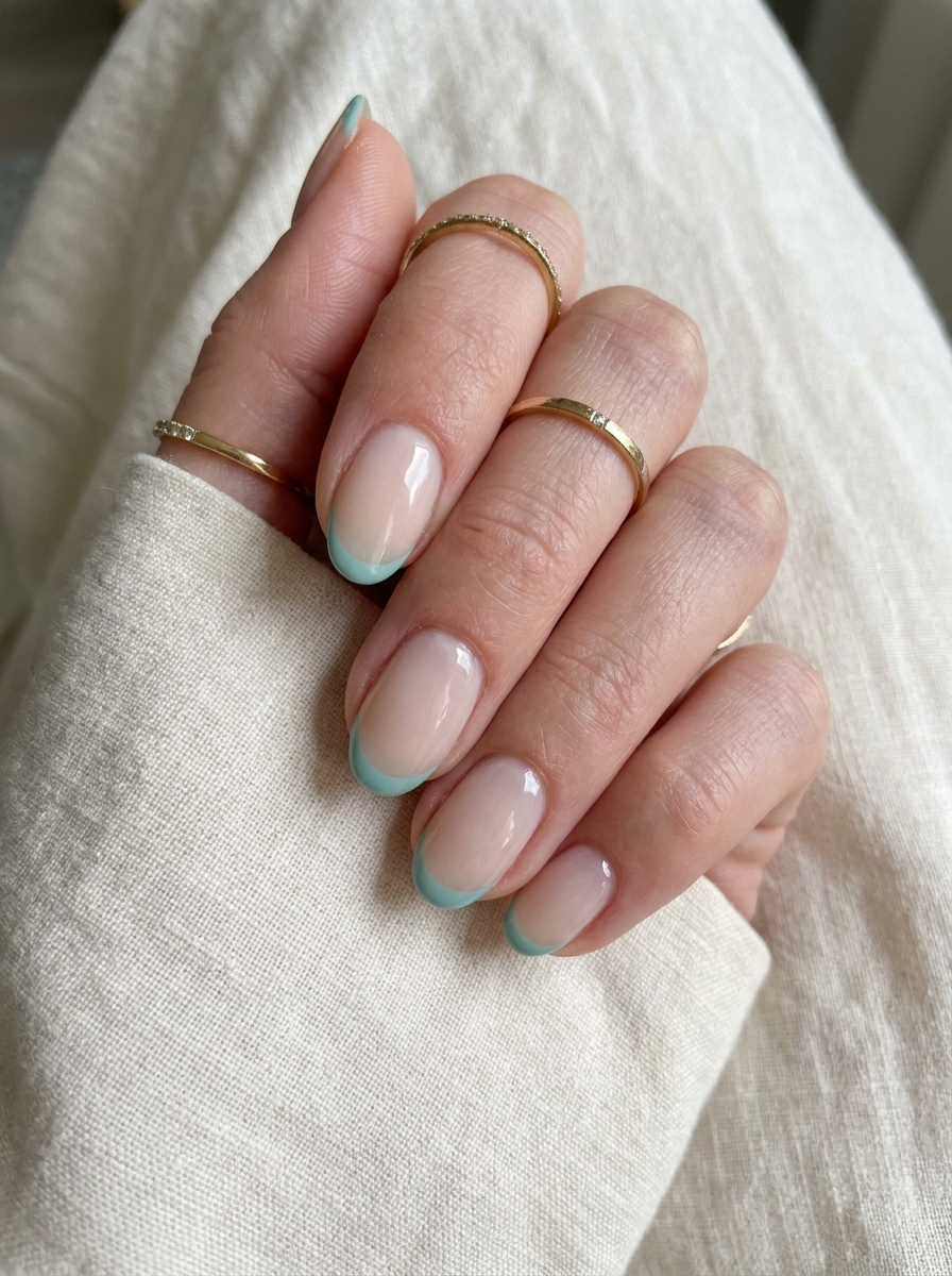 Milky Turquoise French Nails als Turquoise French Nails Inspiration 2026